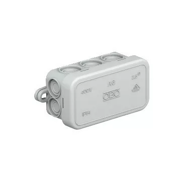OBO Bettermann A 6 világosszürke leágazódoboz 80x43x36 mm IP55 halogénmentes polietilén
