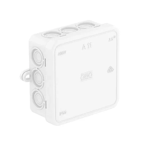 OBO Bettermann A 11 HF RW hófehér leágazódoboz 85x85x40 mm IP55 halogénmentes polietilén