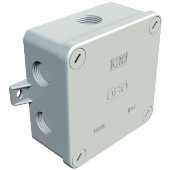   Obo Bettermann 2001942 - B 9 K M - Kábel-leágazódoboz üres, menettel 94x94x45 világosszürke