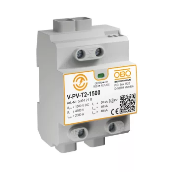   Obo Bettermann 5094210 V-PV-T2-1500 SurgeController V-PV Y-kapcsolás napelemes rendszerh 1500V DC   szürke