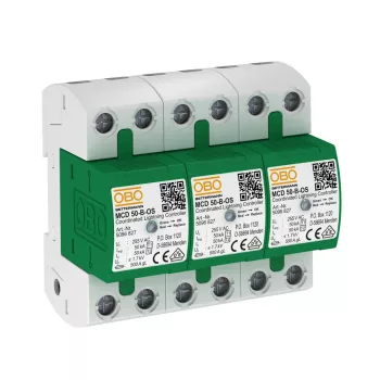   Obo Bettermann 5096835 MCD 50-B 3-OS CoordinatedLightningController Készlet állapotjelzéssel 255V