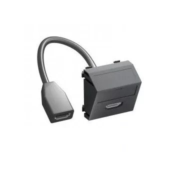   Obo Bettermann 6104841 MTS-HD F SWGR1 Modul 45 HDMI csatl. aljz. kábellel hüvely-hüvely 45x45mm szürkésfekete