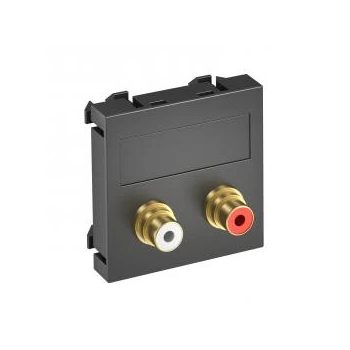   Obo Bettermann 6105069 MTG-2R F SWGR1 Modul 45 RCA csatlakozóaljzat kettes hüvely-hüvely 45x45mm szürkésfekete