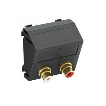  Obo Bettermann 6105081 MTS-2R F SWGR1 Modul 45 RCA csatlakozóaljzat kettes hüvely-hüvely 45x45mm szürkésfekete