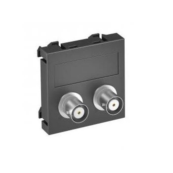   Obo Bettermann 6105093 MTG-2BC F SWGR1 Modul 45 BNC csatlakozóaljzat kettes hüvely-hüvely 45x45mm szürkésfekete