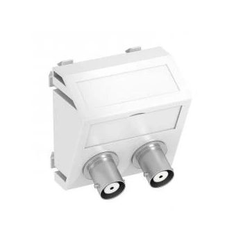   Obo Bettermann 6105102 MTS-2BC F RW1 Modul 45 BNC csatlakozóaljzat kettes hüvely-hüvely 45x45mm hófehér