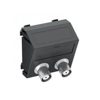   Obo Bettermann 6105105 MTS-2BC F SWGR1 Modul 45 BNC csatlakozóaljzat kettes hüvely-hüvely 45x45mm szürkésfekete