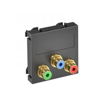   Obo Bettermann 6105141 MTG-3R F SWGR1 Modul 45 RCA csatlakozóaljzat hármas hüvely-hüvely 45x45mm szürkésfekete