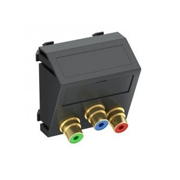   Obo Bettermann 6105153 MTS-3R F SWGR1 Modul 45 RCA csatlakozóaljzat hármas hüvely-hüvely 45x45mm szürkésfekete