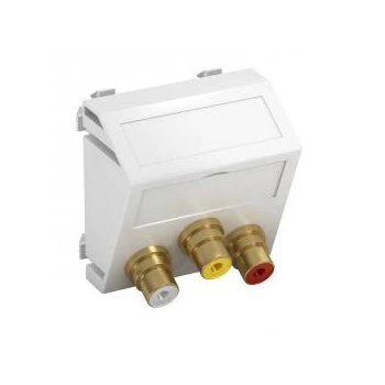   Obo Bettermann 6105198 MTS-12R F RW1 Modul 45 RCA csatlakozóaljzat hármas hüvely-hüvely 45x45mm hófehér