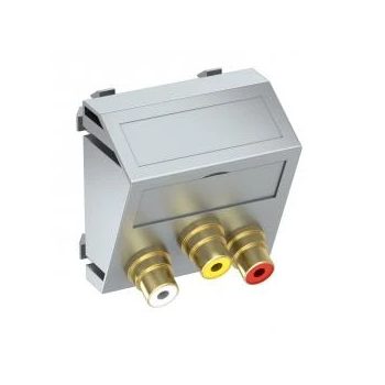   Obo Bettermann 6105204 MTS-12R F AL1 Modul 45 RCA csatlakozóaljzat hármas hüvely-hüvely 45x45mm festett alumínium