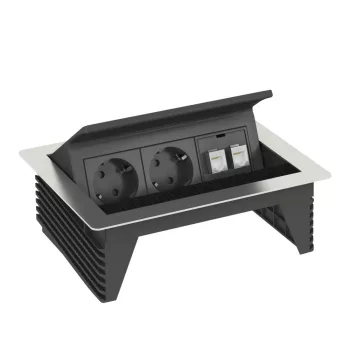   Obo Bettermann 6116802 DBK2-D3 D2S2K Deskbox, nyitható, asztallapba szerelhető 210x167x68