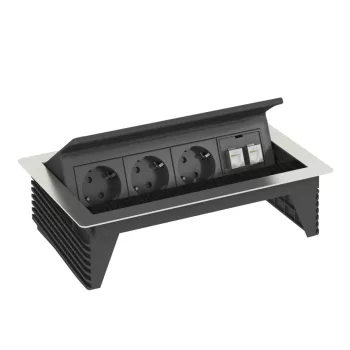   Obo Bettermann 6116806 DBK2-D4 D3S2K Deskbox, nyitható, asztallapba szerelhető 260x167x68