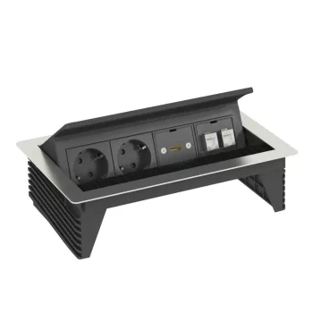   Obo Bettermann 6116810 DBK2-M4H D2S2K Deskbox, nyitható, asztallapba szerelhető 260x167x68