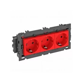   Obo Bettermann 6120458 STD-D0C8 SRO3 Csatlakozóaljzat 0°, hármas védoérintkezos, Connect 80 250V, 10/16A piros