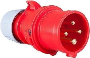 PCE, 014-6, ipari csatlakozó lengő dugvilla egyenes 4P (3P+F) 16A 6h, 400V 50/60 Hz, IP44, Dfh-163, piros, csavaros csatlakozás, Shark (PCE 014-6)