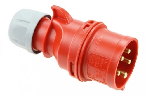 PCE, 015-6, ipari csatlakozó lengő dugvilla egyenes 5P (3P+N+F) 16A 6h, 400V 50/60 Hz, IP44, Dfh-164, piros, csavaros csatlakozás, Shark (PCE 015-6)