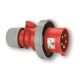 PCE, 0152-6, ipari csatlakozó lengő dugvilla egyenes 5P (3P+N+F) 16A 6h, 400V 50/60 Hz, IP67, Dfh-164, piros, csavaros csatlakozás, Shark (PCE 0152-6)