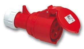 PCE, 214-6, ipari csatlakozó lengő dugalj egyenes 4P (3P+F) 16A 6h, 400V 50/60 Hz, IP44, Dafh-163, piros, csavaros csatlakozás, Shark (PCE 214-6)