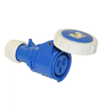   PCE, 2232-6, ipari csatlakozó lengő dugalj egyenes 3P (2P+F) 32A 6h, 230V 50/60 Hz, IP67, Dafh-322, kék, csavaros csatlakozás, Shark (PCE 2232-6)