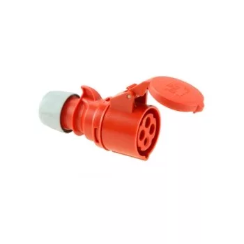   PCE, 224-6, ipari csatlakozó lengő dugalj egyenes 4P (3P+F) 32A 6h, 400V 50/60 Hz, IP44, Dafh-323, piros, csavaros csatlakozás, Shark (PCE 224-6)