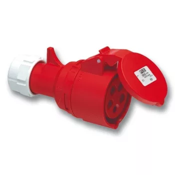   PCE, 225-6, ipari csatlakozó lengő dugalj egyenes 5P (3P+N+F) 32A 6h, 400V 50/60 Hz, IP44, Dafh-324, piros, csavaros csatlakozás, Shark (PCE 225-6)