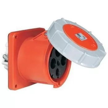   PCE, 334-6, ipari csatlakozó beépíthető dugalj egyenes 4P (3P+F) 63A 6h, 400V 50/60 Hz, IP67, Dafb-633, piros, csavaros csatlakozás (PCE 334-6)