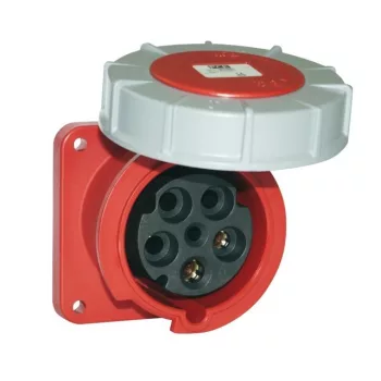   PCE, 335-6, ipari csatlakozó beépíthető dugalj egyenes 5P (3P+N+F) 63A 6h, 400V 50/60 Hz, IP67, Dafb-634, piros, csavaros csatlakozás (PCE 335-6)