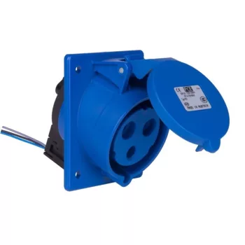   PCE, 423-6, ipari csatlakozó beépíthető dugalj ferde 3P (2P+F) 32A 6h, 230V 50/60 Hz, IP44, Dafb-322, kék, csavaros csatlakozás (PCE 423-6)