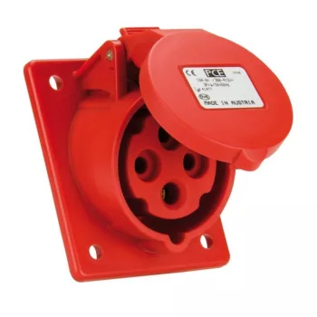   PCE, 424-6, ipari csatlakozó beépíthető dugalj ferde 4P (3P+F) 32A 6h, 400V 50/60 Hz, IP44, Dafb-323, piros, csavaros csatlakozás (PCE 424-6)
