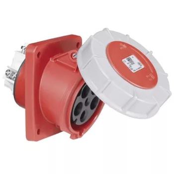   PCE, 434-6, ipari csatlakozó beépíthető dugalj ferde 4P (3P+F) 63A 6h, 400V 50/60 Hz, IP67, Dafb-633, piros, csavaros csatlakozás (PCE 434-6)