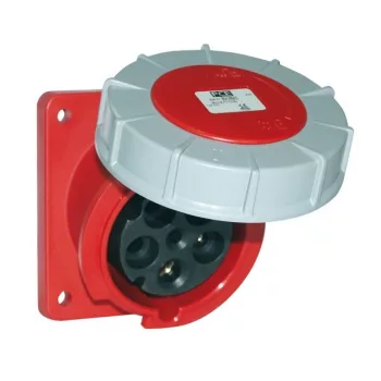   PCE, 445-6, ipari csatlakozó beépíthető dugalj ferde 5P (3P+N+F) 125A 6h, 400V 50/60 Hz, IP67, Dafb-1254, piros, csavaros csatlakozás (PCE 445-6)