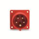 PCE, 615-6, ipari csatlakozó beépíthető dugvilla egyenes 5P (3P+N+F) 16A 6h, 400V 50/60 Hz, IP44, Dfb-164, piros, csavaros csatlakozás (PCE 615-6)