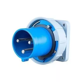   PCE, 633-6, ipari csatlakozó beépíthető dugvilla egyenes 3P (2P+F) 63A 6h, 230V 50/60 Hz, IP67, Dfb-632, kék, csavaros csatlakozás (PCE 633-6)