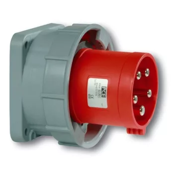   PCE, 635-6, ipari csatlakozó beépíthető dugvilla egyenes 5P (3P+N+F) 63A 6h, 400V 50/60 Hz, IP67, Dfb-634, piros, csavaros csatlakozás (PCE 635-6)