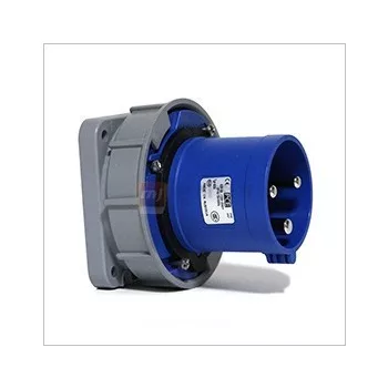   PCE, 643-6, ipari csatlakozó beépíthető dugvilla egyenes 3P (2P+F) 125A 6h, 230V 50/60 Hz, IP67, Dfb-1252, kék, csavaros csatlakozás (PCE 643-6)