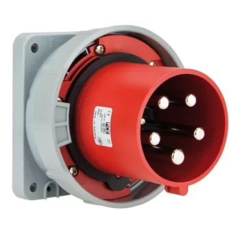   PCE, 644-6, ipari csatlakozó beépíthető dugvilla egyenes 4P (3P+F) 125A 6h, 400V 50/60 Hz, IP67, Dfb-1253, piros, csavaros csatlakozás (PCE 644-6)