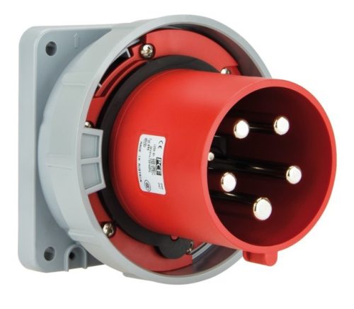 PCE, 644-6, ipari csatlakozó beépíthető dugvilla egyenes 4P (3P+F) 125A 6h, 400V 50/60 Hz, IP67, Dfb-1253, piros, csavaros csatlakozás (PCE 644-6)