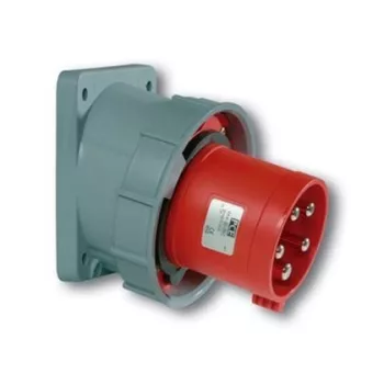   PCE, 734-6, ipari csatlakozó beépíthető dugvilla ferde 4P (3P+F) 63A 6h, 400V 50/60 Hz, IP67, Dfb-633, piros, csavaros csatlakozás (PCE 734-6)