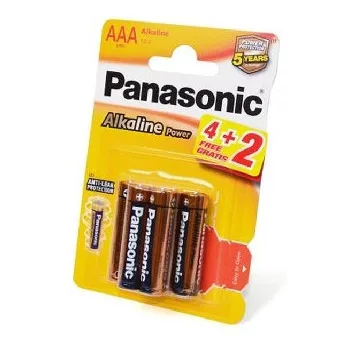   Panasonic Alkáli Power 1,5 V LR03 ( AAA ) alkáli, tartós mikró elem, nagy energiaigényű készülékekhez. 6 db / csomag ( ALKÁLI LR03APB-6BP )