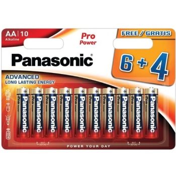   Panasonic Pro Power 1,5 V LR6 ( AA ) alkáli, tartós ceruza elem, nagy energiaigényű készülékekhez. 10 db / csomag ( ADVANCED LR6PPG/10BW )