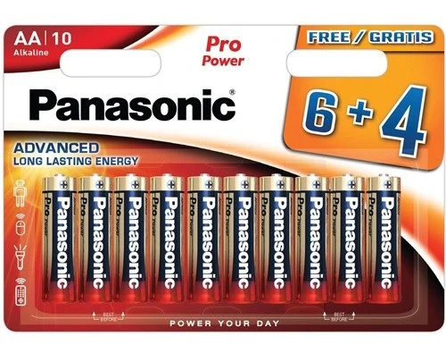 Panasonic Pro Power 1,5 V LR6 ( AA ) alkáli, tartós ceruza elem, nagy energiaigényű készülékekhez. 10 db / csomag ( ADVANCED LR6PPG/10BW )