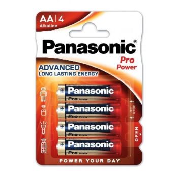   Panasonic Pro Power 1,5 V LR6 ( AA ) alkáli, tartós ceruza elem, nagy energiaigényű készülékekhez. 4 db / csomag ( ADVANCED LR6PPG4BP )