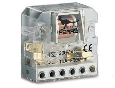 Perry Electric, 1RI0124AC/I, kapcsoló alá építhető léptető (impulzus) relé, 10A, 1 érintkező, 2 kapcsolási pozíció, tápfeszültség 24V AC 50/60 Hz (Perry 1RI0124AC/I)