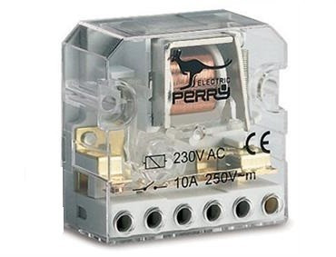 Perry Electric, 1RI0212AC/I, kapcsoló alá építhető léptető (impulzus) relé, 10A, 2 érintkező, 2 kapcsolási pozíció, tápfeszültség 12V AC 50/60 Hz (Perry 1RI0212AC/I)