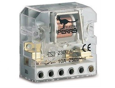 Perry Electric, 1RI0424AC/I, kapcsoló alá építhető léptető (impulzus) relé, 10A, 2 érintkező, 4 kapcsolási pozíció, tápfeszültség 24V AC 50/60 Hz (Perry 1RI0424AC/I)