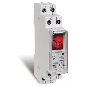   Perry Electric 1RT200/230/ST moduláris meghúzás késleltetésű csillag/delta indító időrelé - 1 modul, LCD kijelzővel, 2 kimenettel
