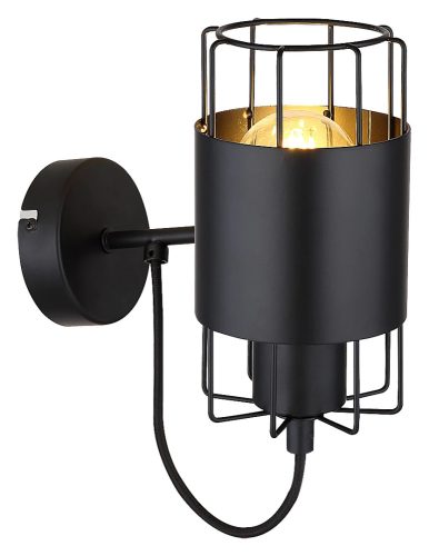 Rábalux 3123 DIMITRI beltéri fali lámpa fekete színben, E27 foglalattal, IP20 védettséggel ( Rábalux 3123 )