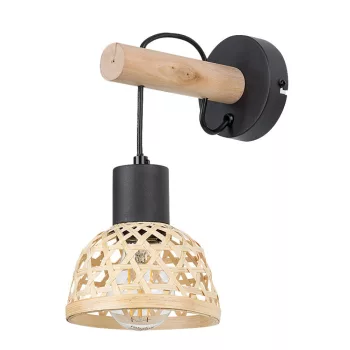 Rabalux Rattan 71025 fali lámpa, fekete, 1x E27 (max 15 W) foglalat, IP20