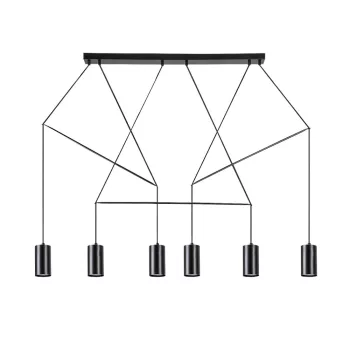   Rábalux 72018 ASLAUG beltéri függeszték matt fekete színben, 6db GU10 foglalattal, IP20 védettséggel ( Rábalux 72018 )